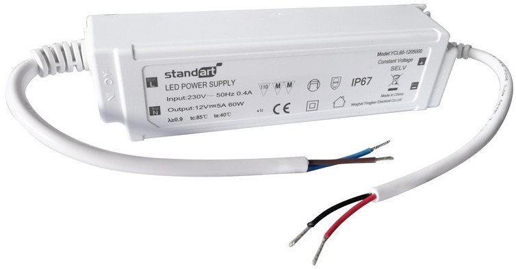 Adapter energjie LED Standart, 60W, 12V DC 5A, IP67