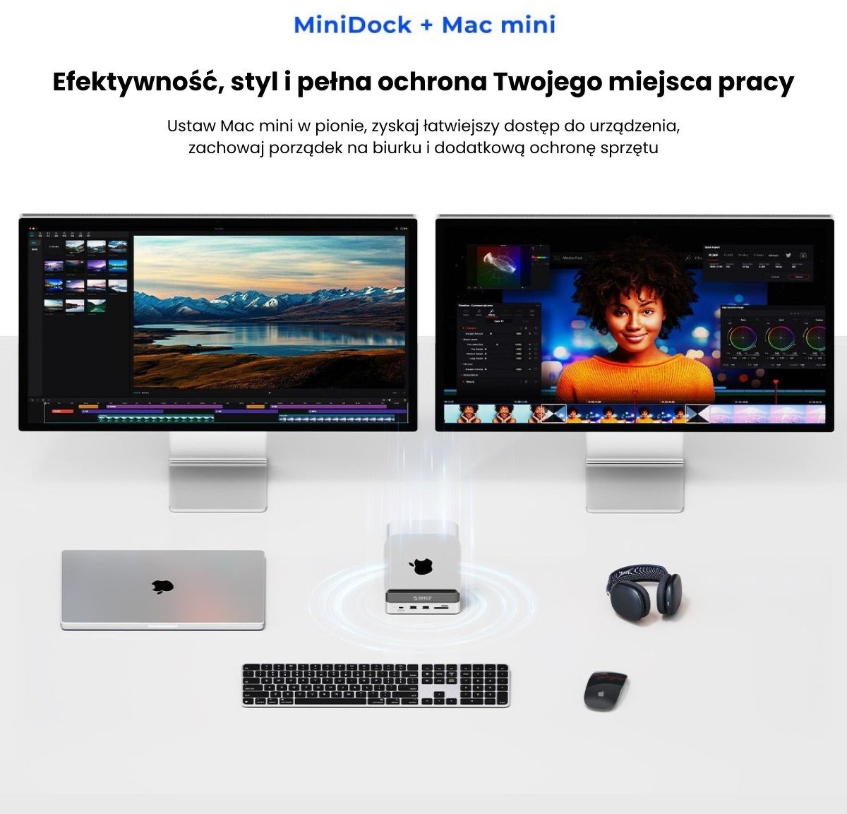 Docking station Orico VS10 për Mac Mini, 10in1, M.2 NVMe, HDMI, 2.5G LAN