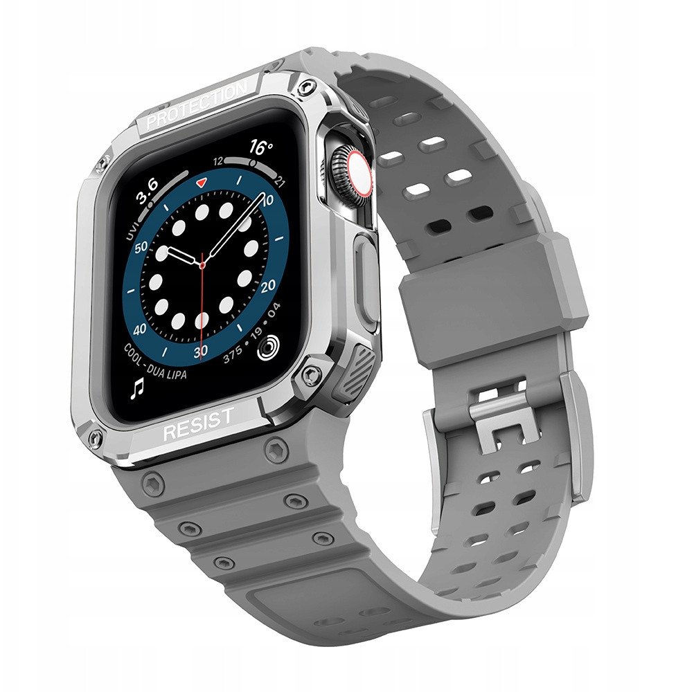 Rrip me mbrojtëse për Apple Watch 2/3/4/5/6/7/8/9 SE, 38/40/41mm, TPU, gri argjend