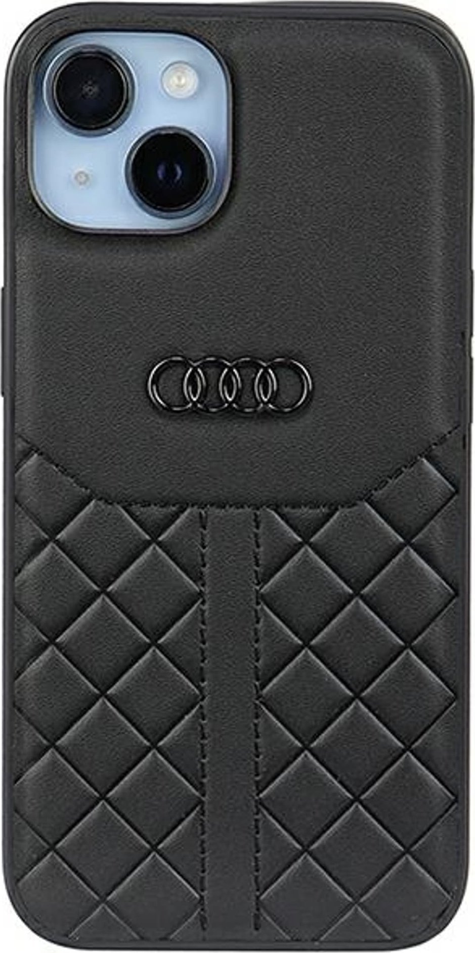 Futrollë Audi Genuine Leather për iPhone 14 6.1", hardcase, lëkurë natyrale, e zezë