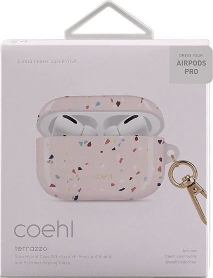 Mbulesë mbrojtëse për kufje Uniq Coehl Terrazzo, për AirPods Pro, rozë
