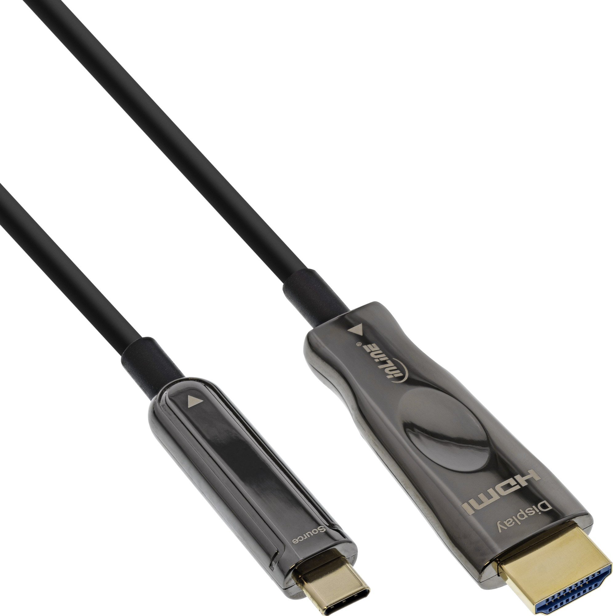 Kabllo USB InLine 64225A, USB C në HDMI, 25 m, e zezë