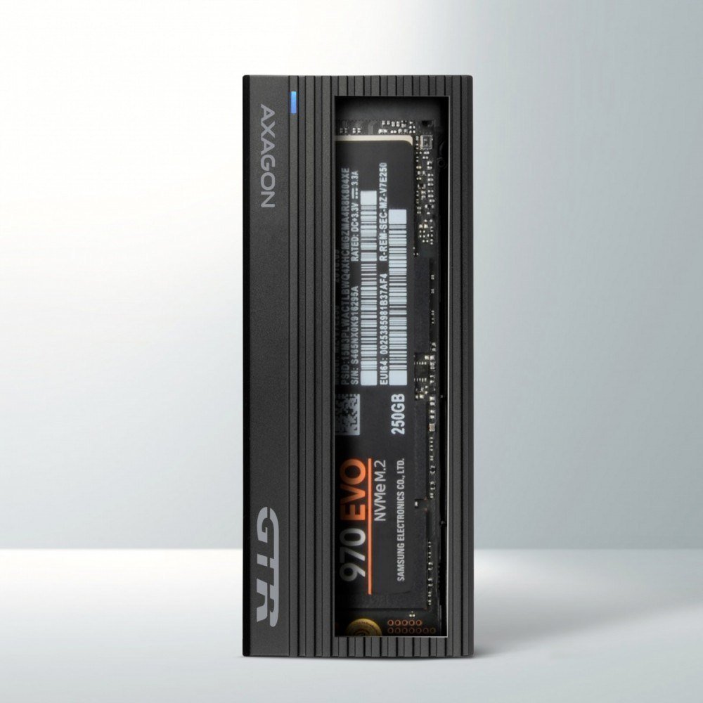 Kuti e jashtme AXAGON EEM2-GTR, për SSD NVMe M.2, USB 3.2 Gen 2, alumini, gri