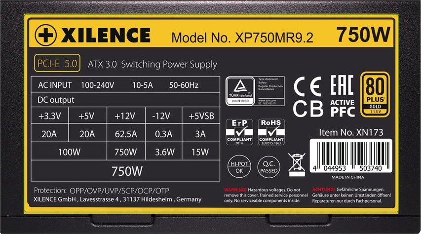 Burim energjie Xilence Performance X+ XP750MR9.2 XN173 ATX 3.0, 750W