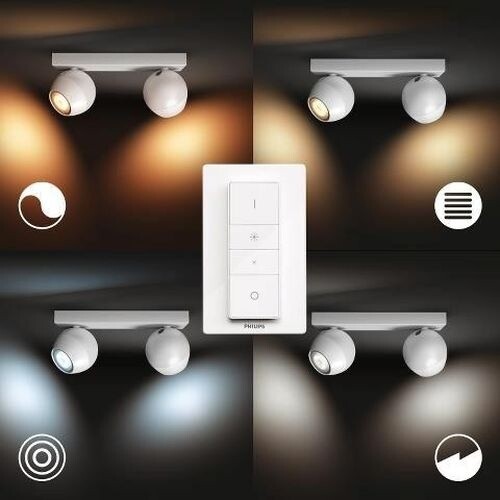 Dritë Philips Hue White Ambiance Buckram BT 50472/31 / P6, me telekomandë, e bardhë