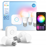 Set llamba smart Philips Hue Essential, E27, 8W RGB, 3 copë