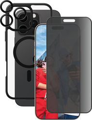 Set mbrojtës CARE by PanzerGlass për iPhone 16 Pro Max, 3 në 1, Privacy Glass, kompatibil me MagSafe, transparent
