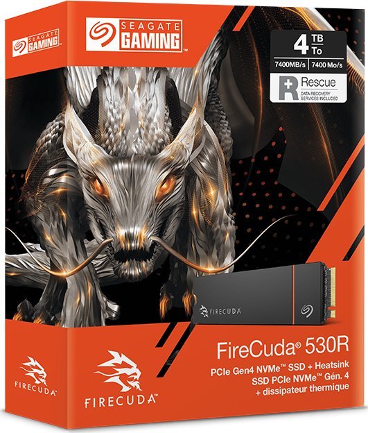 SSD Seagate FireCuda 530R, 4TB, M.2 PCIe 4.0 NVMe, me heatsink