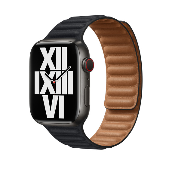 Apple Watch 45mm Band, Midnight Leather Link - S/M