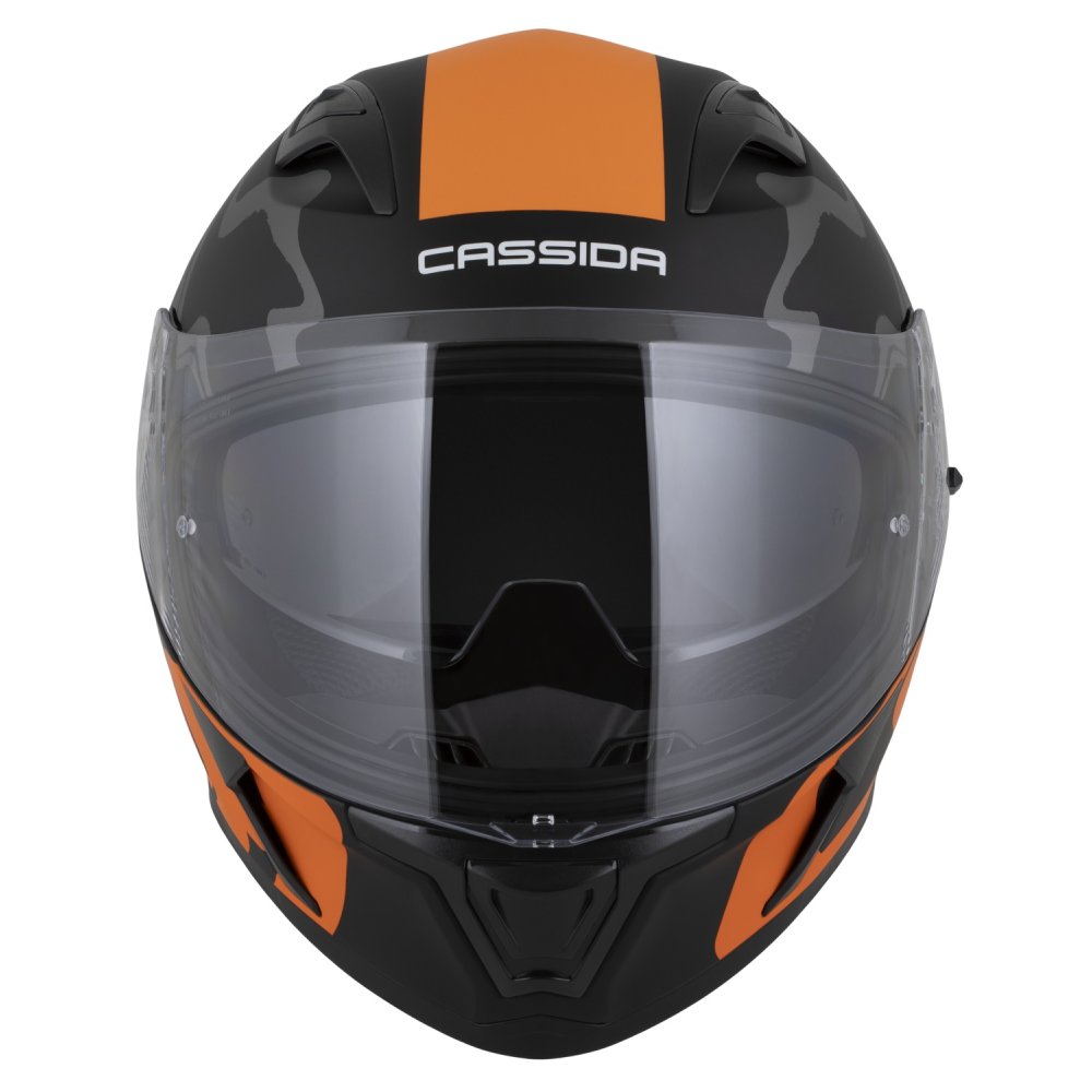 Helmetë integrale Cassida Orbit Multivers, ECE 22.06, me diell, e zezë matte portokalli gri e bardhë, XL