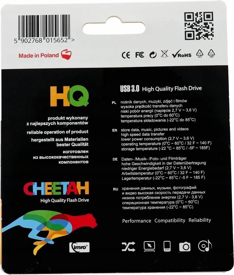 USB Imro Cheetah, 256GB, USB 3.0, e zezë