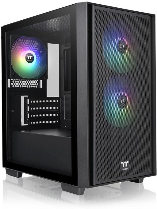 Kase kompjuteri Thermaltake Versa H16 TG ARGB, Micro Tower, 3 ventilatorë 120mm ARGB, e zezë