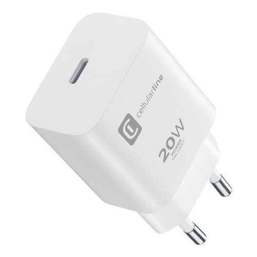 Karikues Cellularline USB-C, 20W, i bardhë