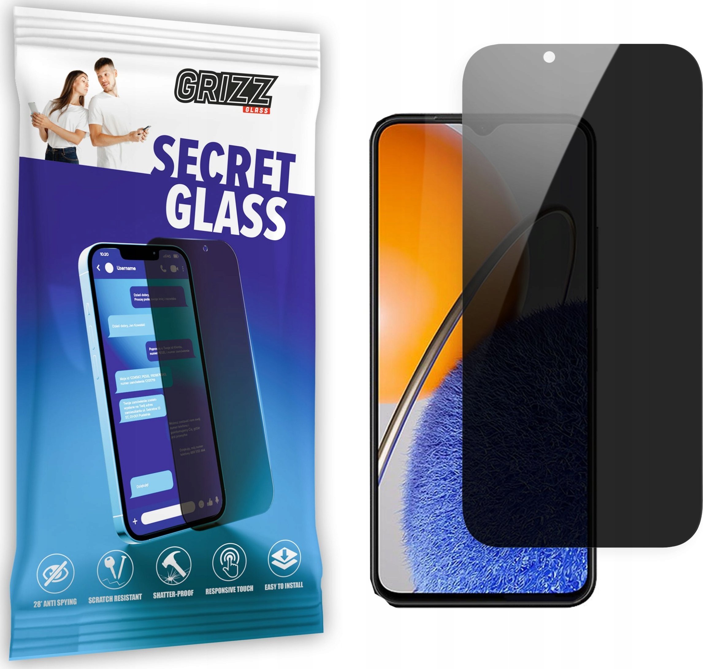 Xham mbrojtës privatësie Grizz SecretGlass për Huawei Enjoy 50z, strukturë qeramike, transparencë e lartë, transparent