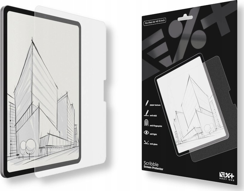 Mbrojtëse ekrani NEXT ONE Paper Texture Scribble, për iPad Air 13" M2, mat, transparente