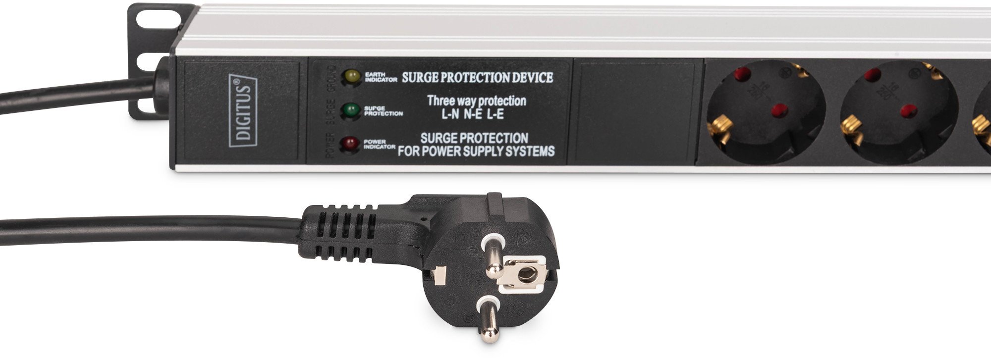 Ndarës energjie Digitus DN-95438, 9 dalje AC, 1U, i zi