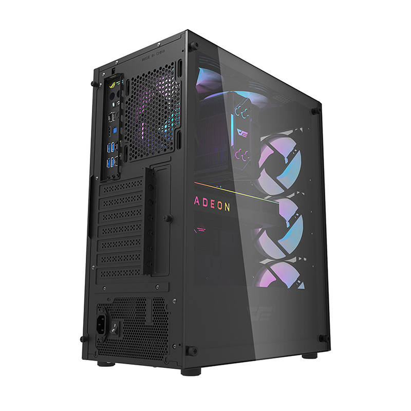 Kutia kompjuterike Darkflash DK352 Plus, Middle Tower, 4 ventilatorë RGB, e zezë