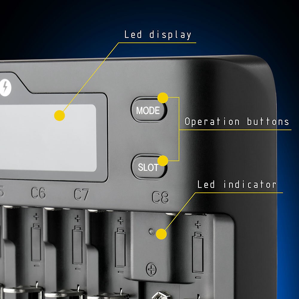 Karikues universal baterish everActive UC-800, 10 kanale, ekran LED, i zi