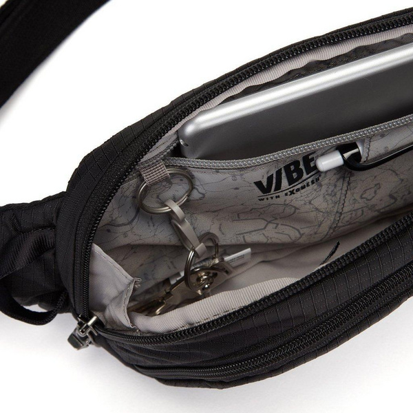 Çantë njëkrahëshe Pacsafe Vibe 150, anti vjedhje, najlon, e zezë
