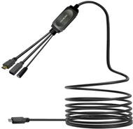 HUB kabllo USB C VivoLink, HDMI 4K, USB A 3.0, Power Delivery, gri