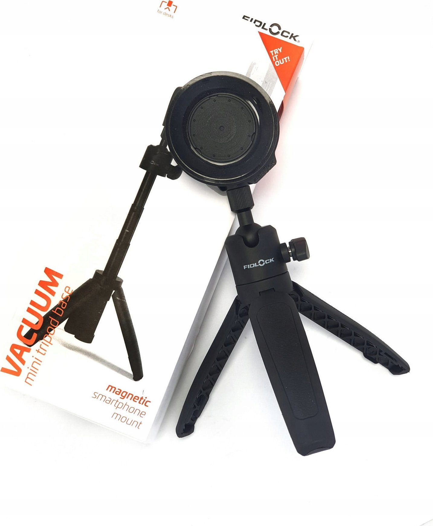 Tripod mini me selfie stick Fidlock VACUUM Mini Tripod Base, krah teleskopik, i zi
