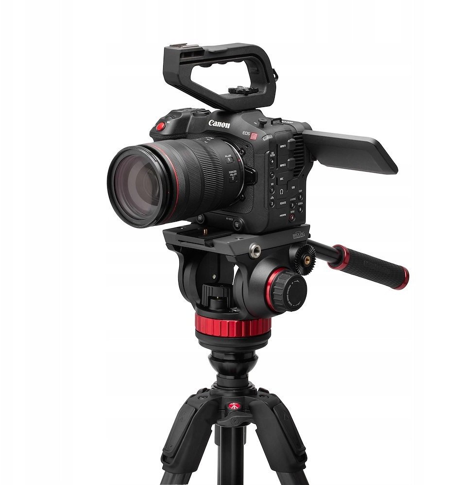Tripod video Manfrotto 502 Head 055 CF, 4 seksione, fibër karboni, i zi