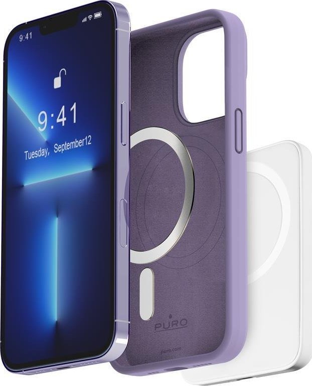 Maskë telefoni Puro Icon Mag MagSafe për iPhone 14 Pro, silikon, Tech Lavender
