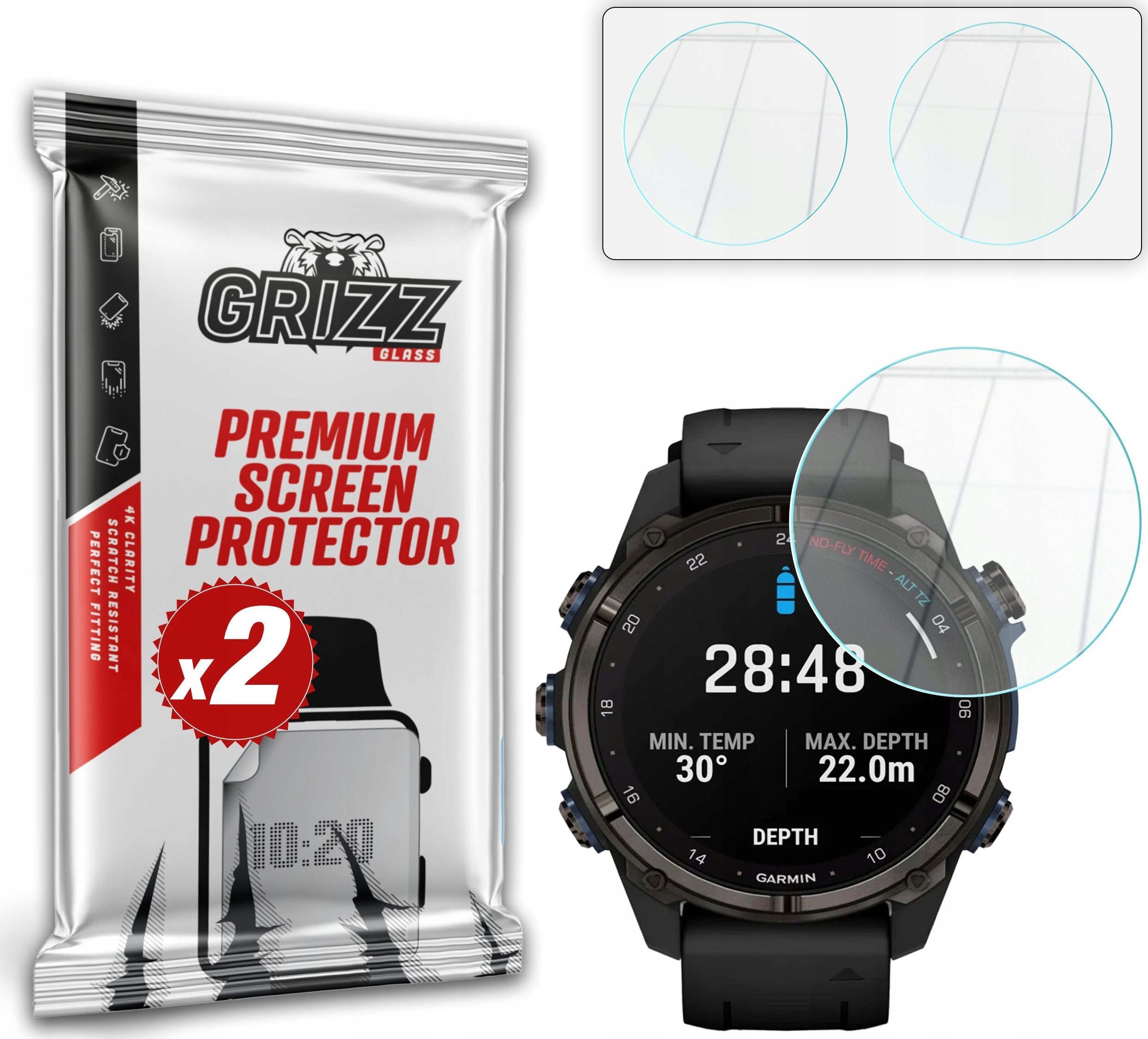 Xham mbrojtës hibrid 2 pack Garmin Descent Mk3i 51mm, 9H, transparent