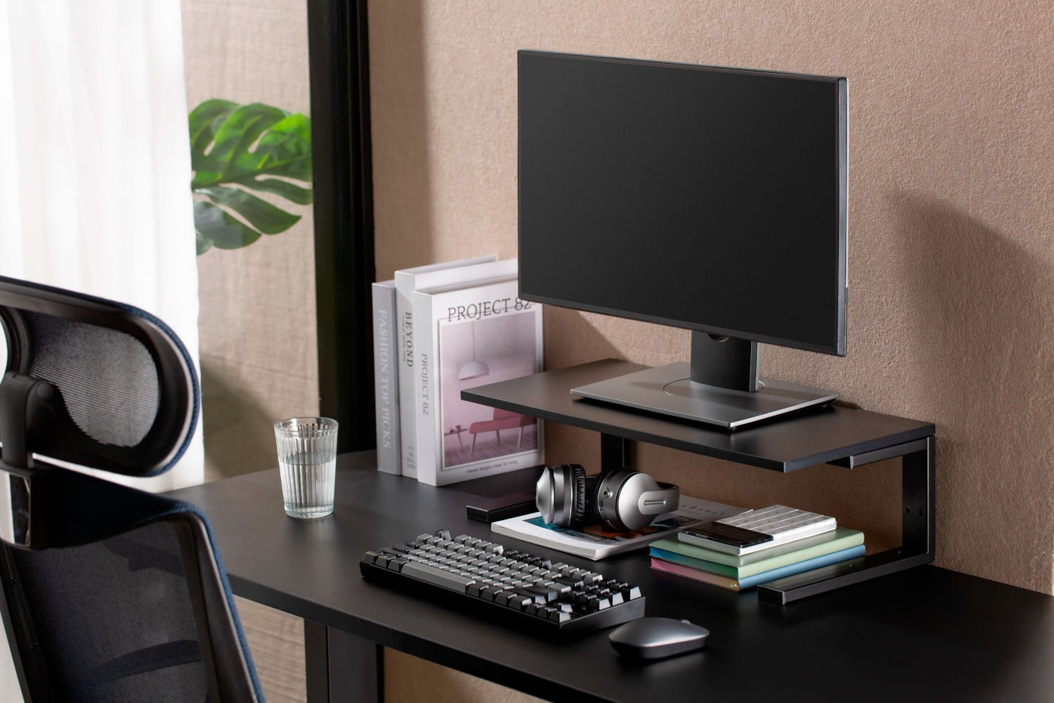 Raft tavoline Mozos ERGO CLAMP, për pajisje kompjuterike, kapëse në tavolinë, i zi