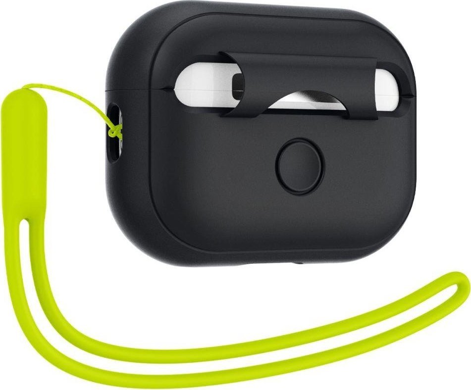 Kuti mbrojtëse Spigen Silicone Fit Strap, për AirPods Pro 1 2, silikoni, e zezë