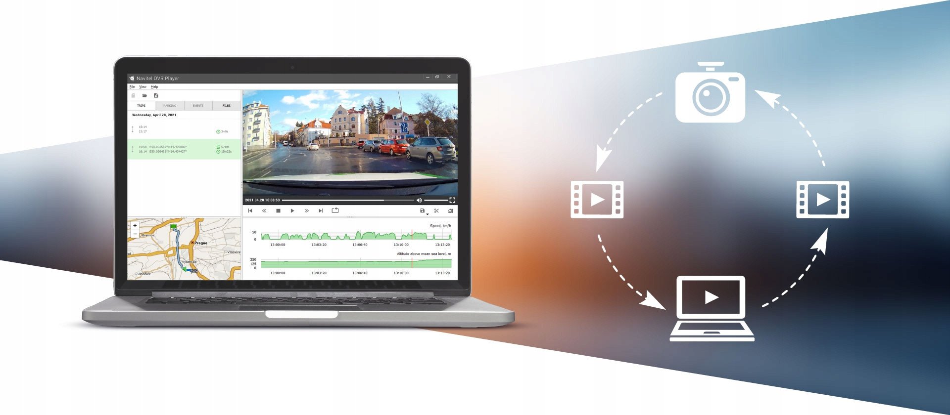Kamerë dyshi për makinë Navitel R87 GPS, 2.7K, Wi‑Fi, me kartë 256GB