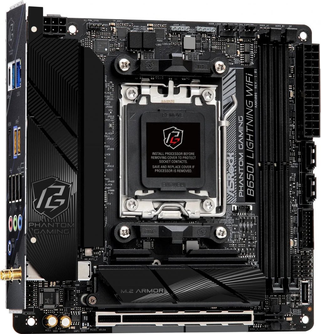 Pllakë amë ASRock B650I, AMD B650, Socket AM5, 2 slota, Bluetooth, Wi-Fi 6, Mini ITX