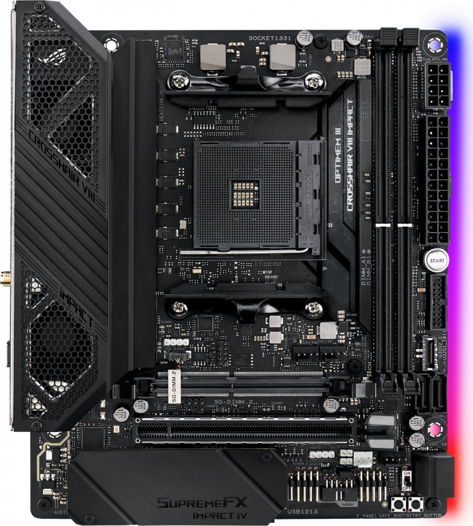 Pllakë Amë Asus ROG CROSSHAIR VIII IMPACT X570 - AM4, DDR4, PCIe 4.0, e zezë