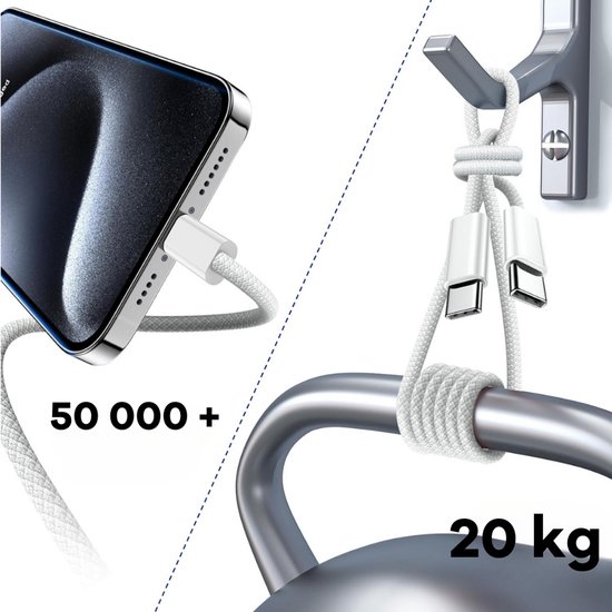 Kabllo karikimi Cubenest USB C në USB C, 60W, 1m, e bardhë