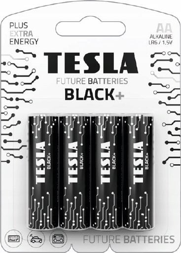 Bateri alkaline Tesla BLACK+ R6 AA, 1.5V, paketim 4 copë