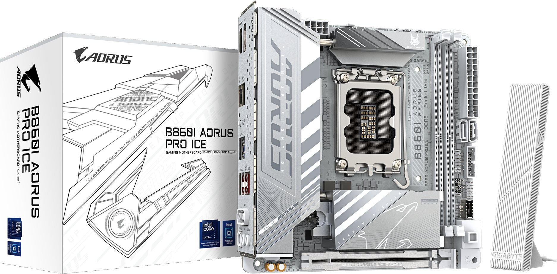 Motherboard GIGABYTE B860I AORUS PRO ICE, mini ITX, DDR5, PCIe 5.0, e bardhë