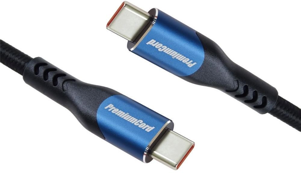 Kabllo USB C PremiumCord USB 3.2, 100W 5A, 3m, me mbështjellës tekstili