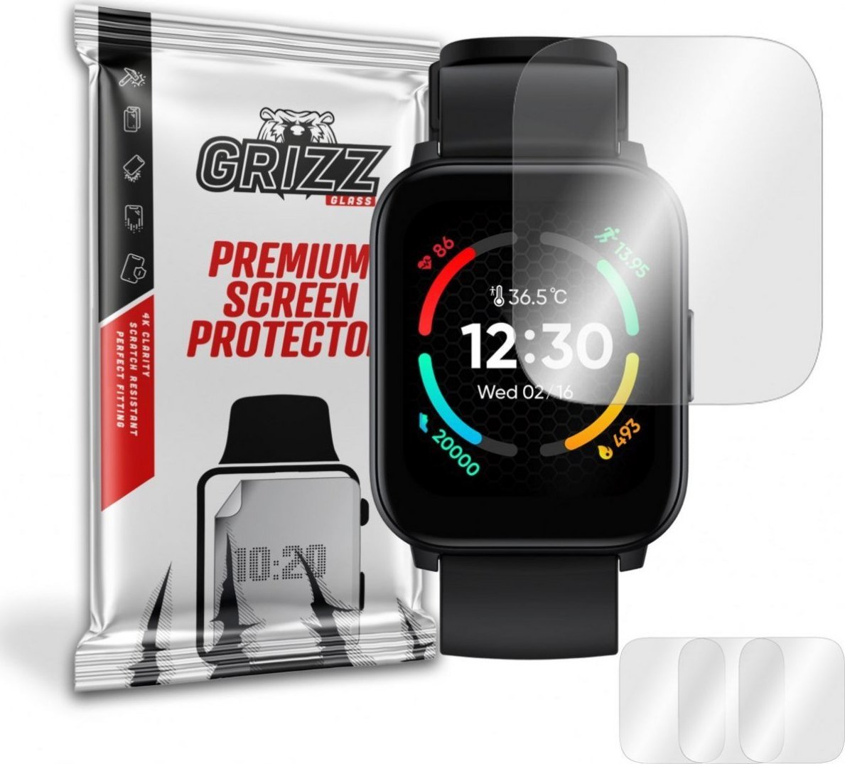 Mbrojtëse ekrani GrizzGlass Hydrogel Film, për Realme TechLife Watch S100, transparente