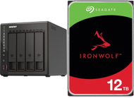 Server NAS Qnap TS-453E-8G, 8GB RAM, 4 fole, me disk Seagate IronWolf 12TB