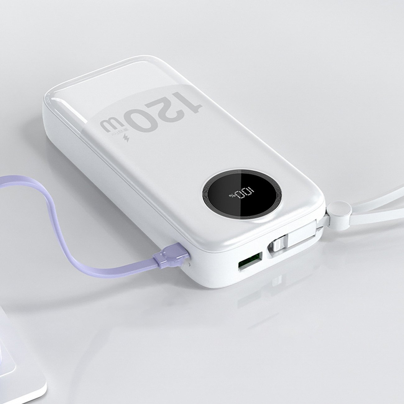 Powerbank Dudao K13Pro, 20000mAh, 22.5W, me kabllo të integruar, i bardhë