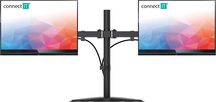 Mbajtës tavoline Connect IT TwinArm Basic Beta, për 2 monitorë 13"-32", 16 kg, i zi