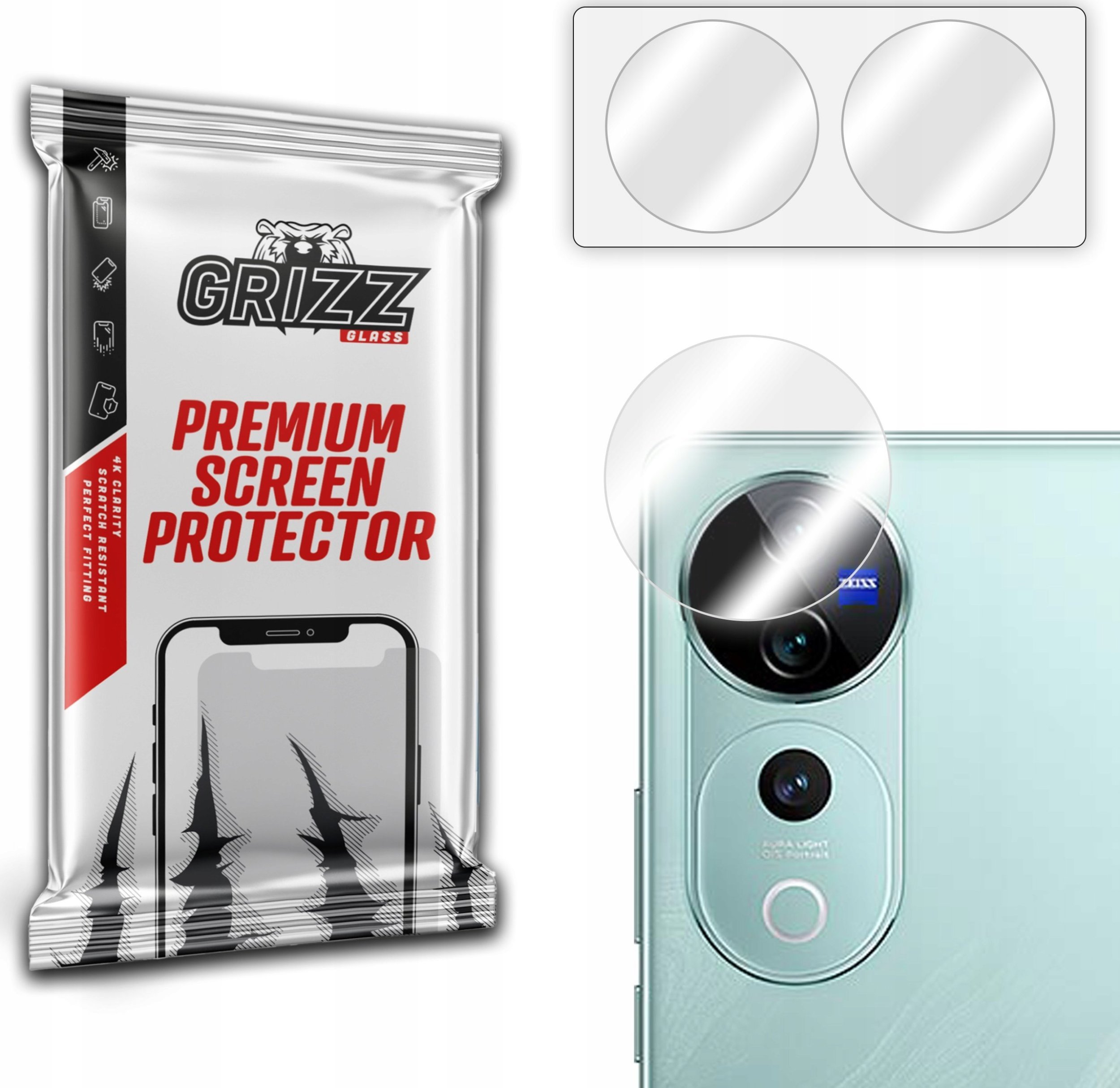 Mbrojtëse hibride kamere 2 copë për Vivo V40 Pro, xham fleksibël, transparente
