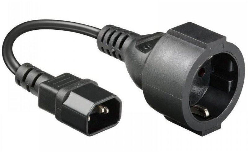 Kabllo rryme Manhattan Power Adapter IEC320 C14 në prizë Schuko F, 23cm, e zezë