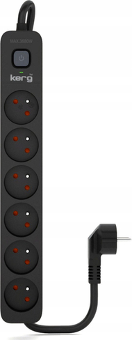 Shirit elektrik Kerg Ciabatta Power Strip, 6 dalje 16A, kabllo 1.5m, i bardhë