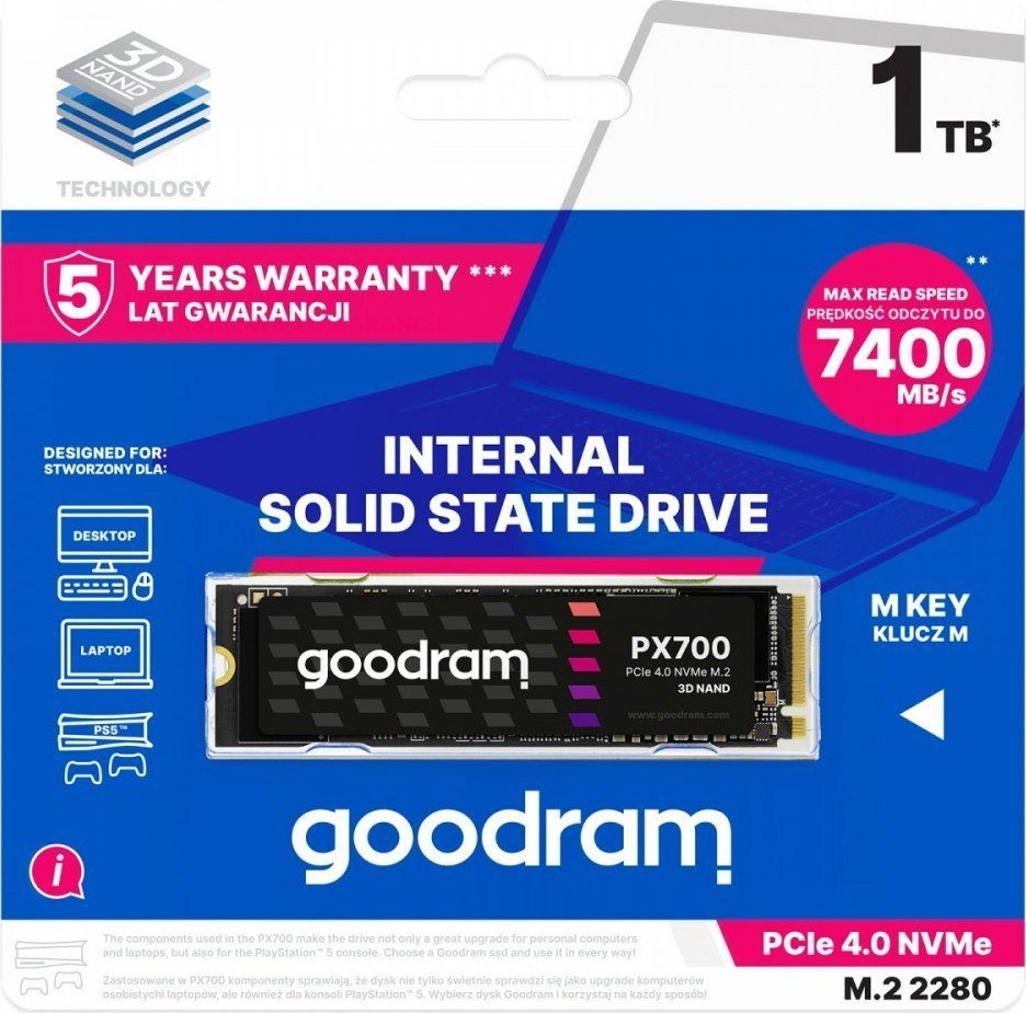 Disk SSD GoodRam PX700, 1TB, M.2 2280 PCI-E x4 Gen4 NVMe
