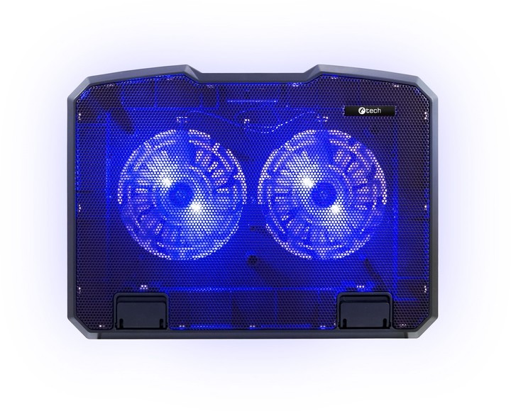 Mbajtëse ftohëse C-TECH CLP-140, 15,6", 2x 140mm, 2x USB, e kaltër 