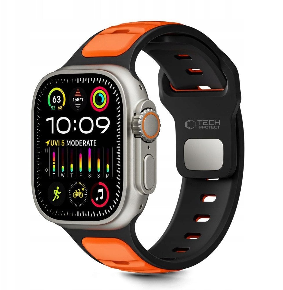 Rrip dore për Apple Watch TECH-PROTECT Iconband Line, 44 49mm, sportiv, zi portokalli