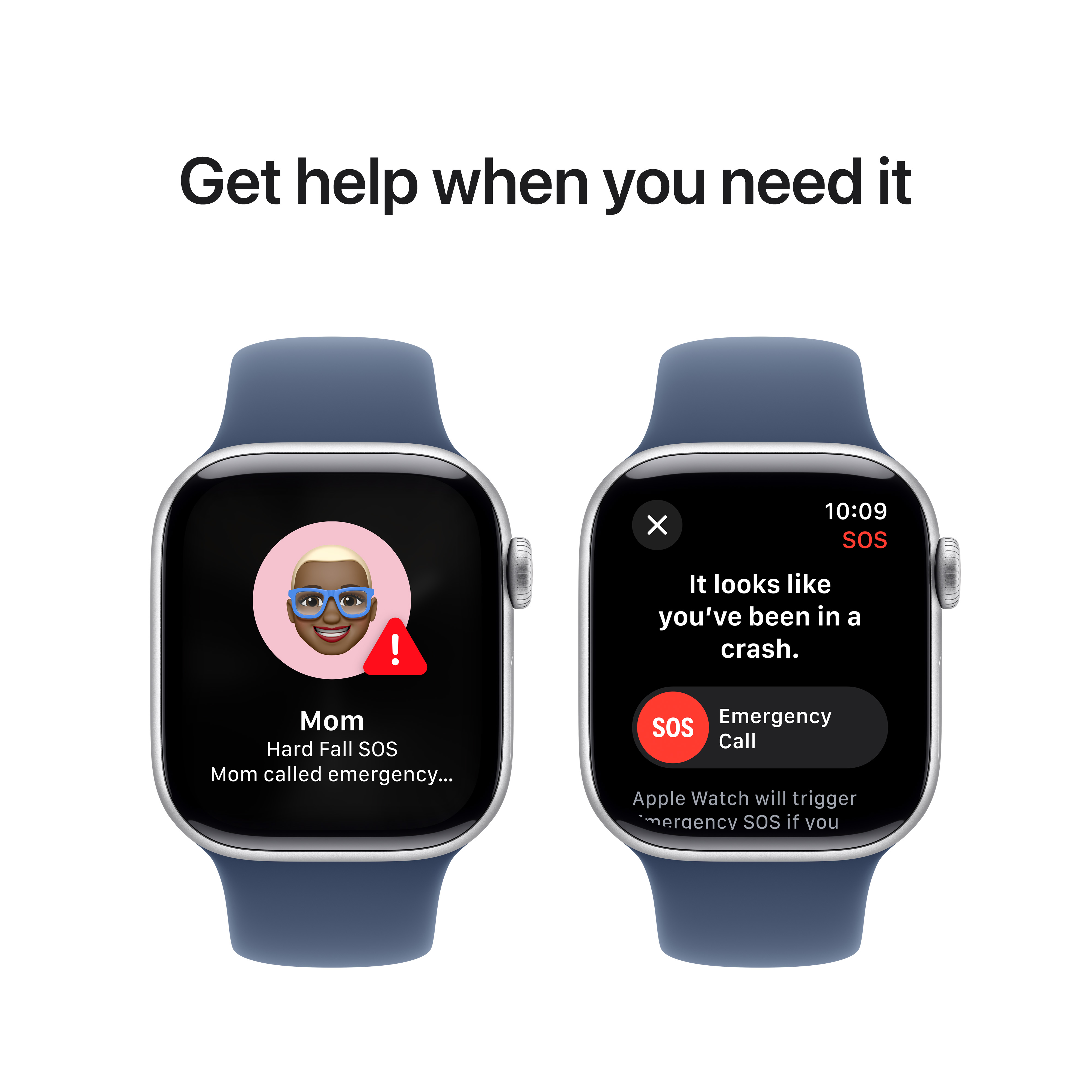 Apple Watch Series 10 GPS, 42mm, Silver Aluminum Case with Denim Sport Band, S/M