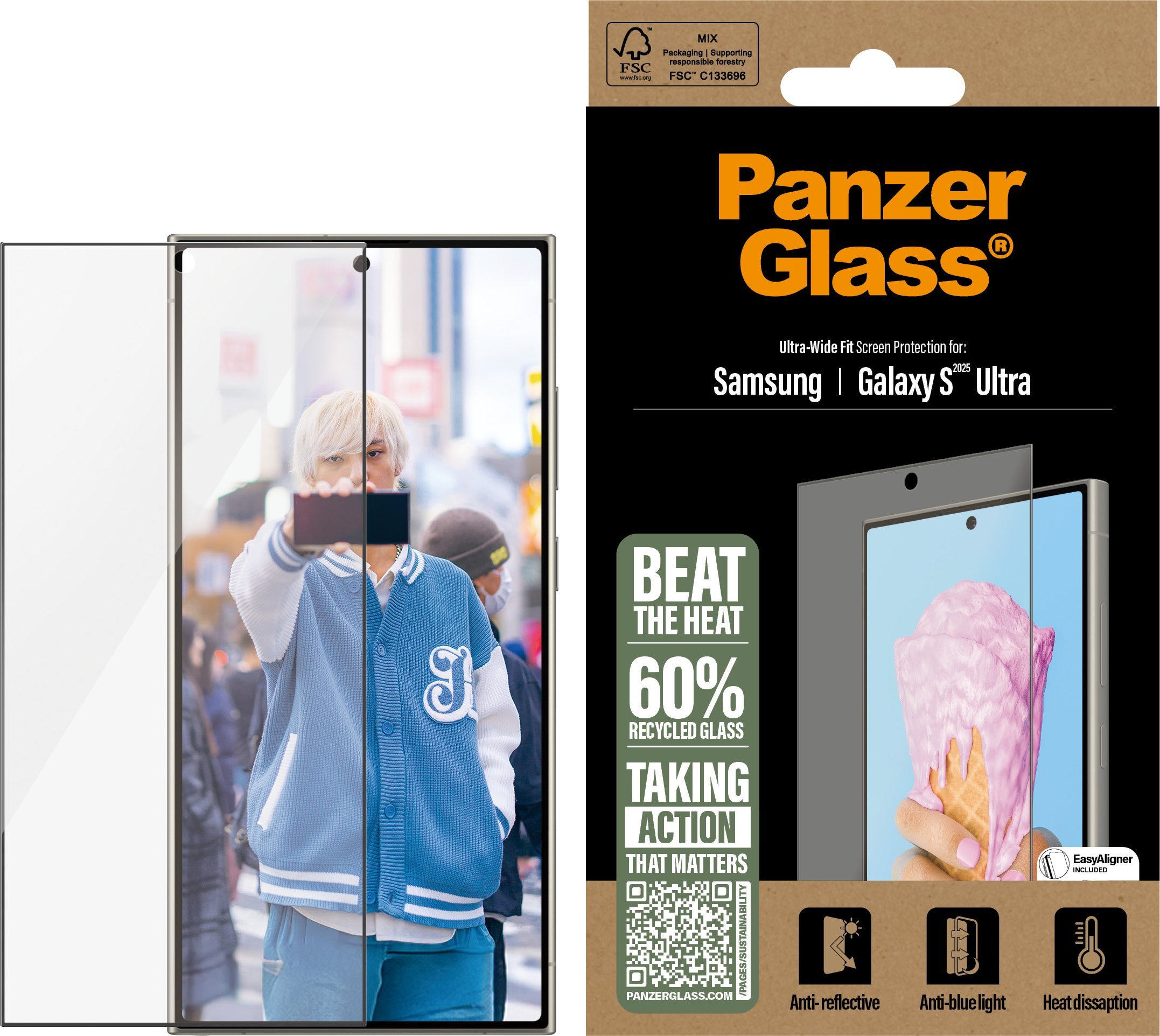 Xham mbrojtës PanzerGlass Ultra Wide Fit, për Samsung Galaxy S25 Ultra, transparent