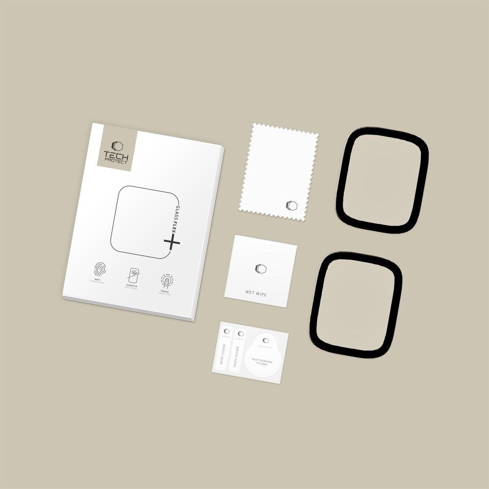 Xham hibrid për Apple Watch Tech-Protect Glass Flex+, 44mm, 2 copë, i zi